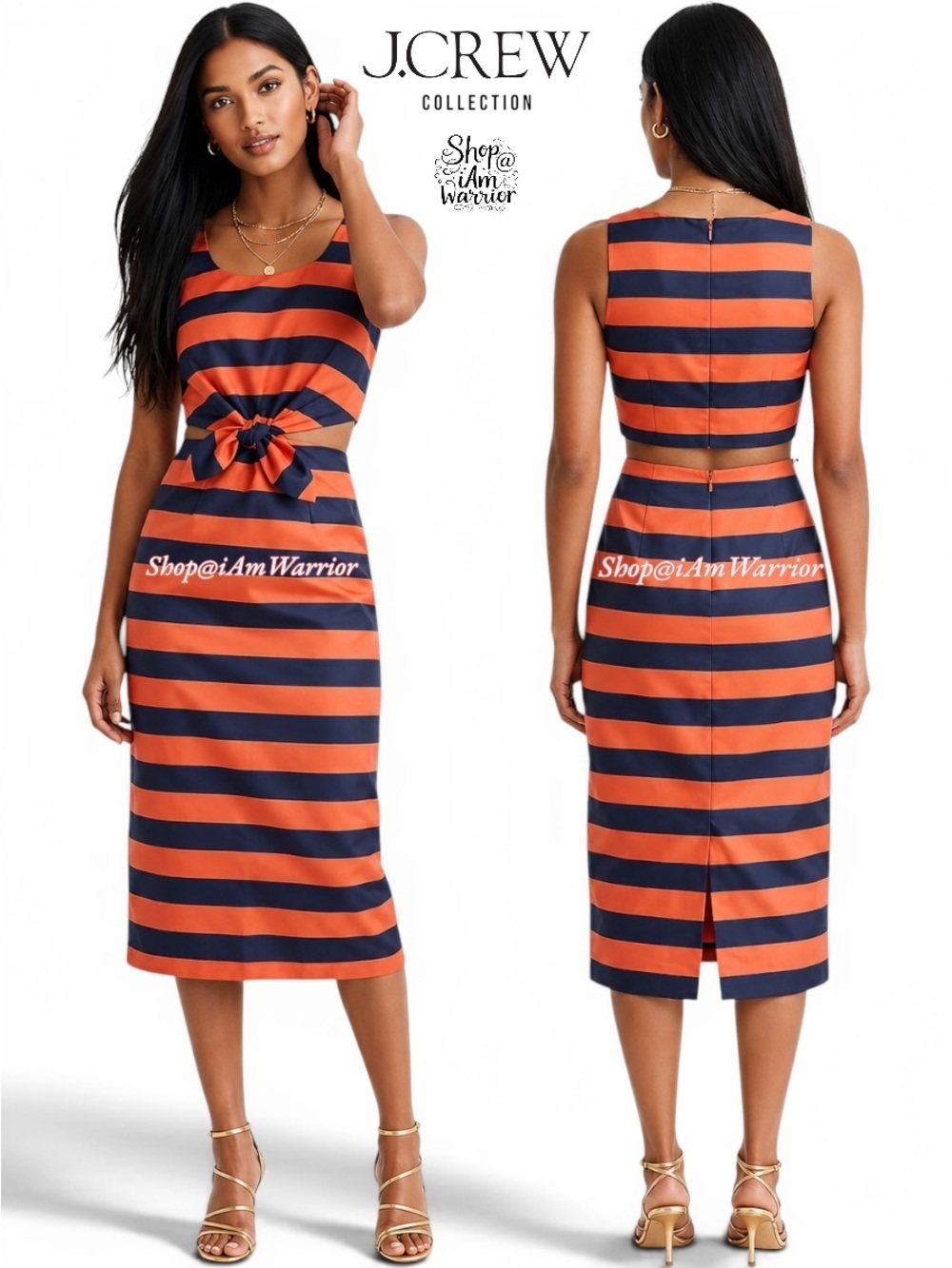 J.Crew Collection NWT tie waist striped midi Mandy Moore dress *shop@iamwarrior